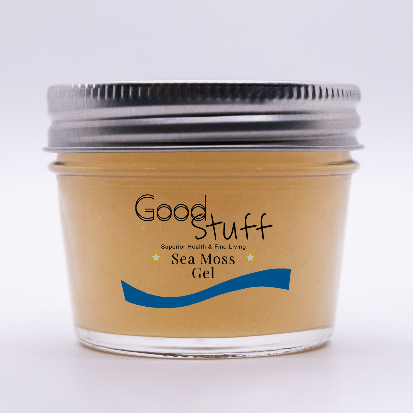 4oz glass jar filled with Wildcrafted Sea Moss Gel from Good Stuff Health